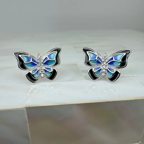 2/$30 Genuine 925 Sterling Silver Butterfly Earrings - Picture 2 of 9